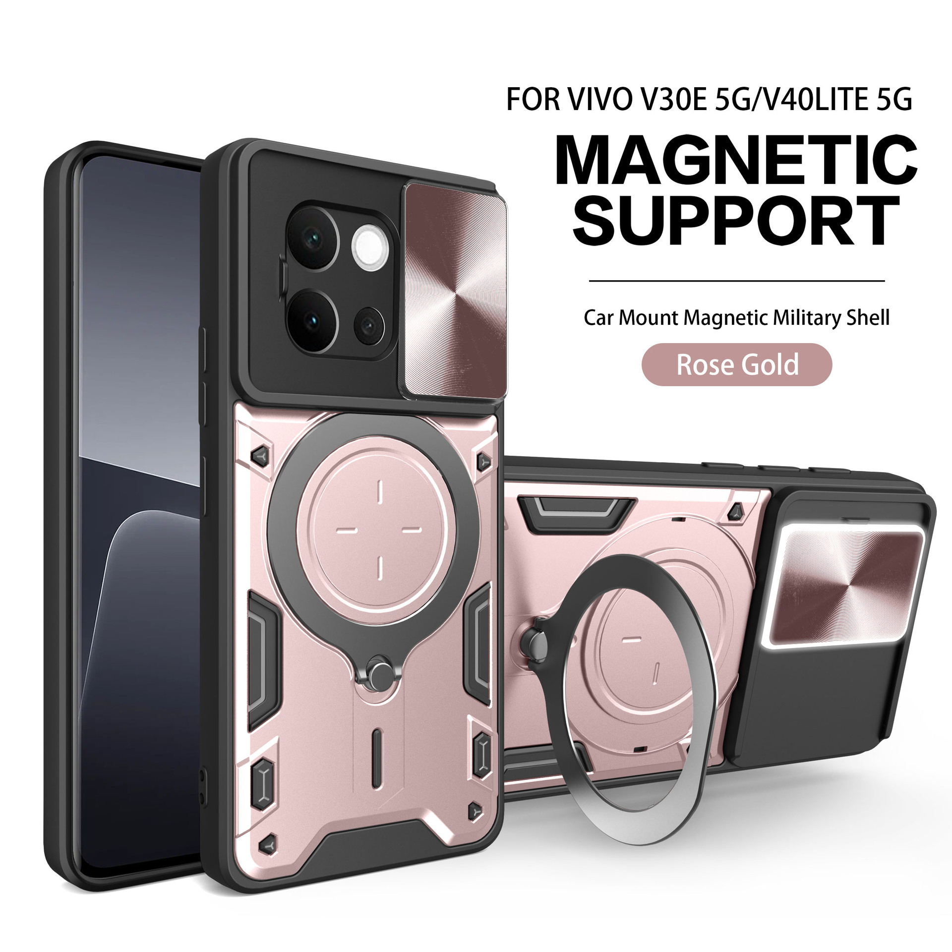 Adecuado para VIVO Y300Pro, carcasa para teléfono móvil con ventana de empuje, soporte magnético para automóvil iQOO Z10, cubierta protectora anti-caída