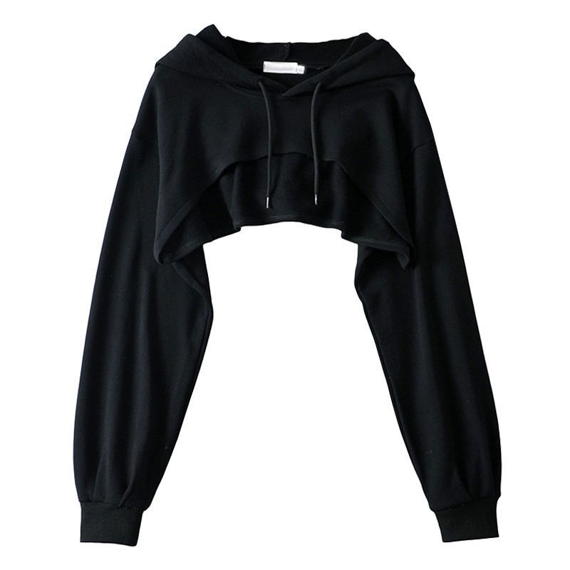 Spring and Autumn Thin Dance Ultra-Short Sweatshirt for Women, New Versatile Cropped Pullover Hoodie with Long Sleeves and Loose Fit