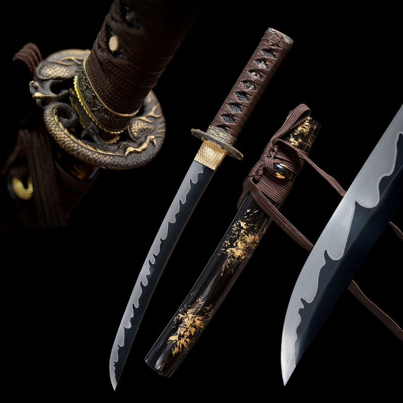 外贸批发大马士革胁差短刀日本刀武士刀剑户外wakizashi未开刃