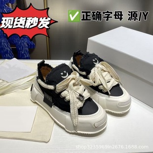 Wu Jianhao's Same Style Canvas Shoes, Hidden Lace-Up Thick-Soled Low-Cut Sneakers for Women, Versatile Big-Toe Couple's Beggar Shoes
