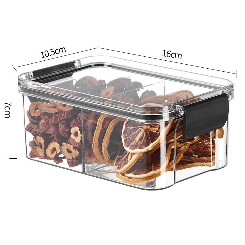Tea Storage Box, Square Multi-Compartment Container, 680–700 ml, Airtight Stackable