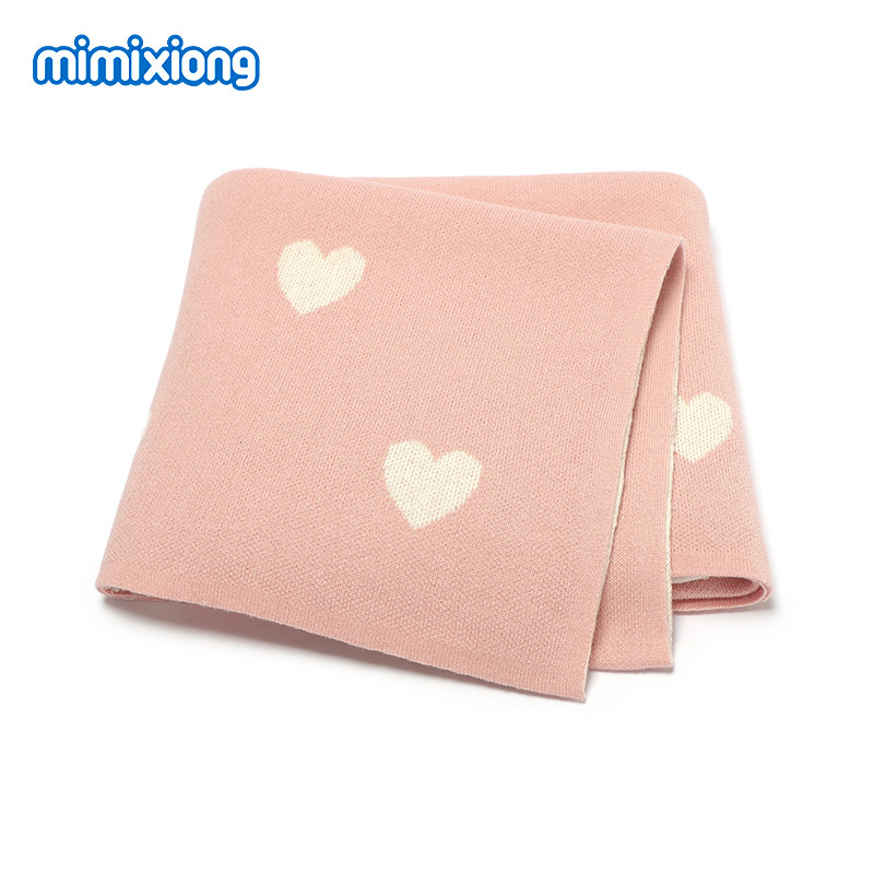 Ins venta caliente transfronteriza nueva manta de punto para bebés y niños pequeños de amor de algodón, manta de aire acondicionado para bebés, alfombra de juego