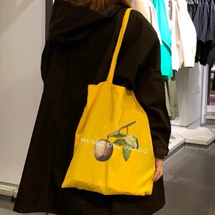 Spain Prado Prado Museum Canvas Bag Yellow Apple Thin Cotton