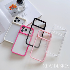 ins简约糖果色边框适用16苹果15手机壳iPhone17亚克力背板13/12女