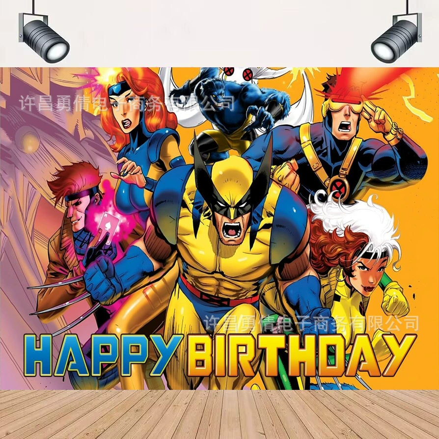 Граница новый карикатурный X-Men тема фотография фон ткань дня рождения украшение баннер висит ткань