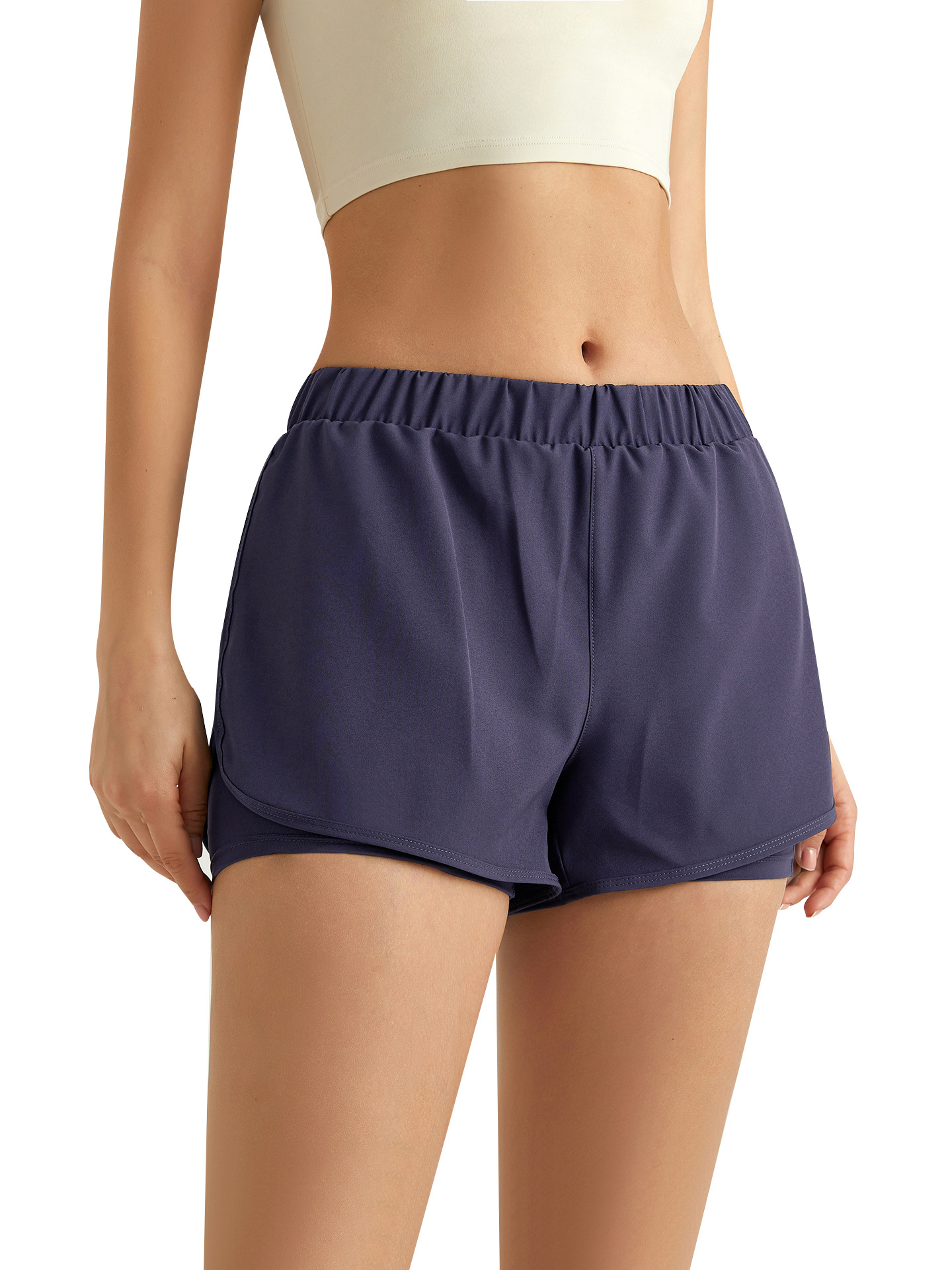 Pantalones cortos deportivos para mujer LAHN, de cintura alta, holgados, pantalones de yoga para correr, pantalones cortos adelgazantes, finos y transpirables para el verano
