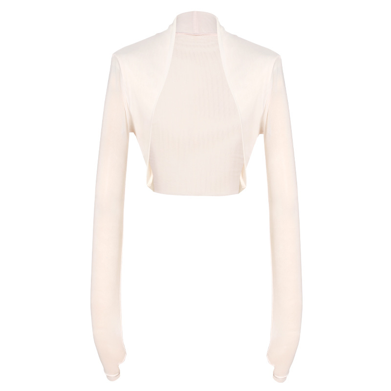 Ropa de baile, ropa de ejercicio, gasa de red femenina, chal de manga larga, tops, hombreras, ropa de ballet, ropa de ejercicio, ropa de yoga