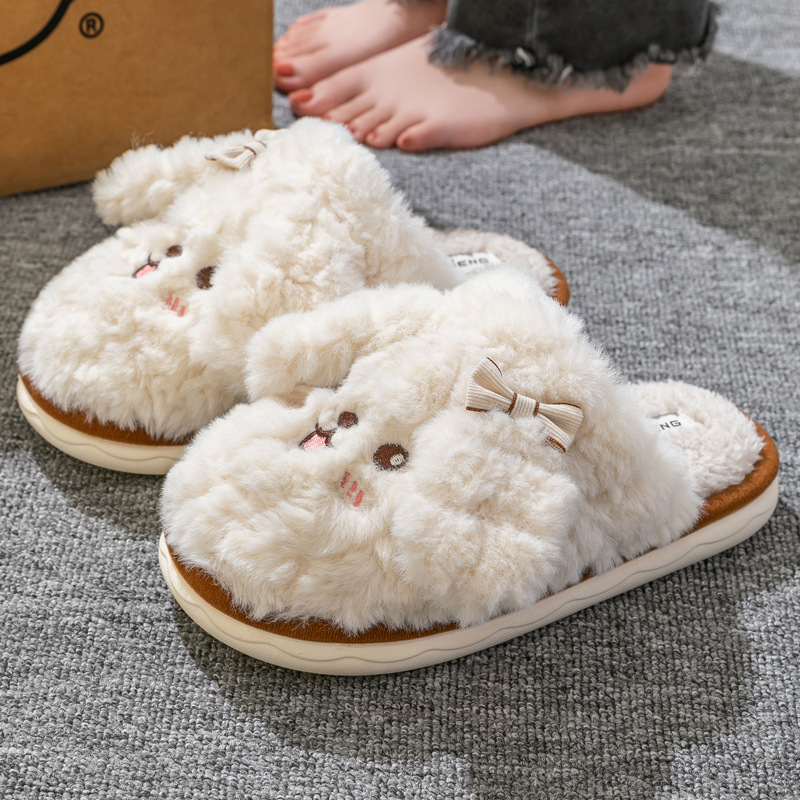 Furry Slippers 2026 Indoor Home Non-Slip Warm Cotton Slippers Autumn and Winter Cute Puppy Couple Cotton Slippers for Women Furry Slippers 2026 Indoor Home Non-Slip Warm Cotton Slippers Autumn and Winter Cute Puppy Couple Cotton Slippers for Women