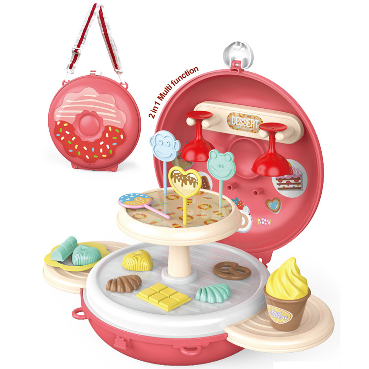Bolsa de hombro de simulación para niños transfronterizos cocina vajilla postre doctor herramienta donut play House pequeña mochila de juguete