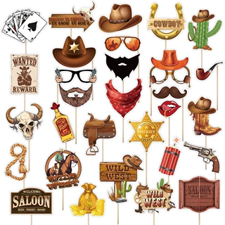 西部牛仔主题生日派对装饰拍照道具 west cowboy派对拍照装扮用品