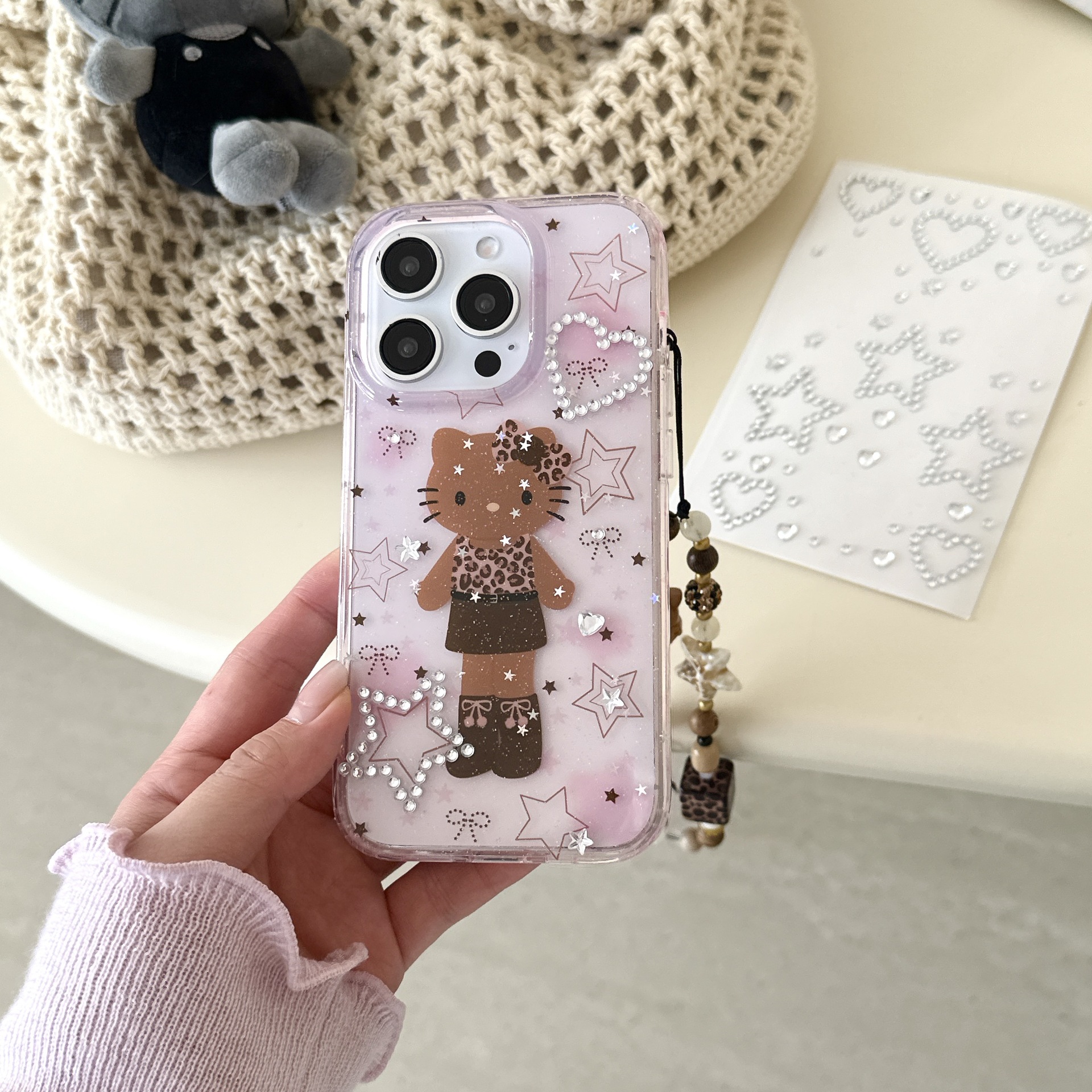 Summer Red Red New Flash Diamond Star Leopard Print Adecuado para Apple 15ProMax Funda para teléfono móvil 16Pro Mujer 14/13 Nuevo