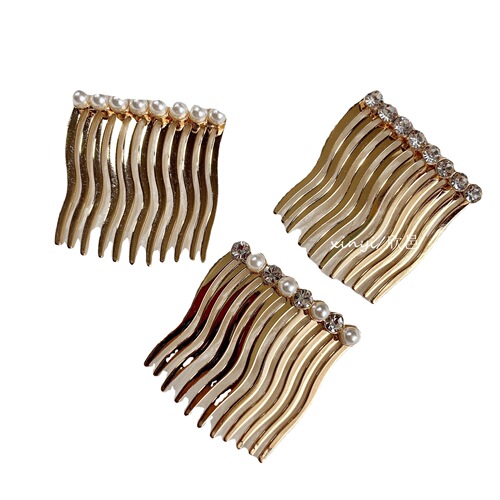 Korean retro colorful beaded hair comb, girl's hair clip on the back of head, cool style pearl hair comb, hair clip, female comb