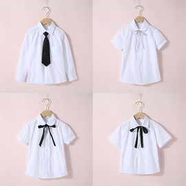 女童男童白衬衫短袖夏儿童白衬衣棉日系韩版衬衫小学生表演出服无