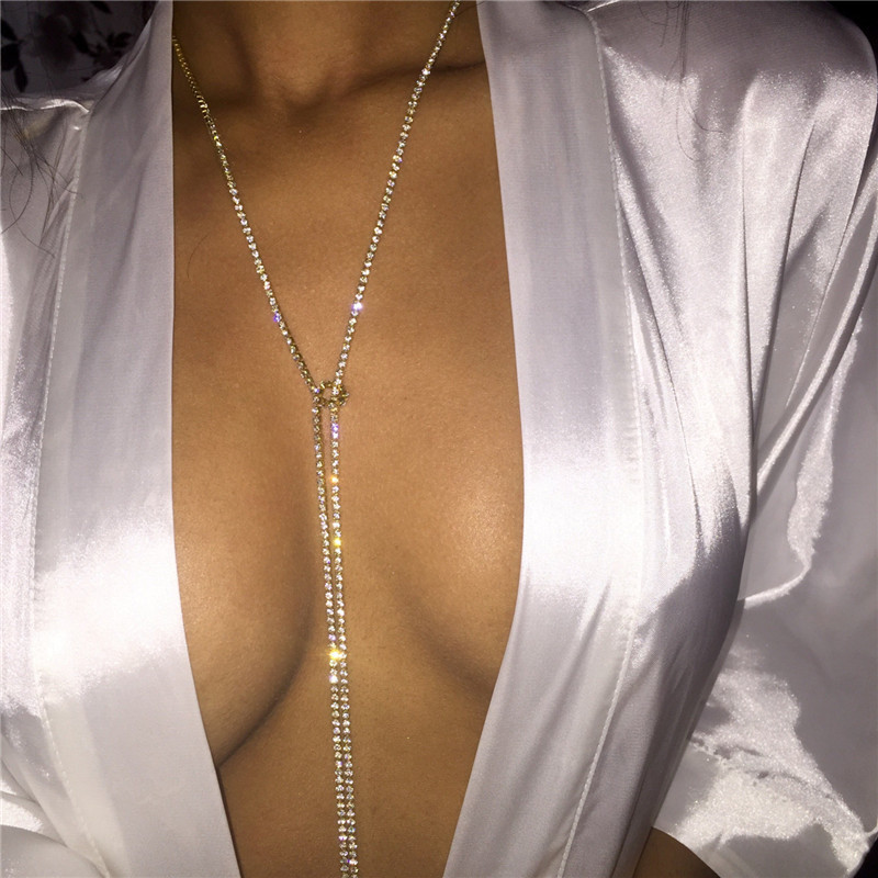 21g Weight Long Necklace Classification box chain Chain Type 1 Piece Quantity Streetwear Geometric Rhinestone Box Chain Choker Wholesale