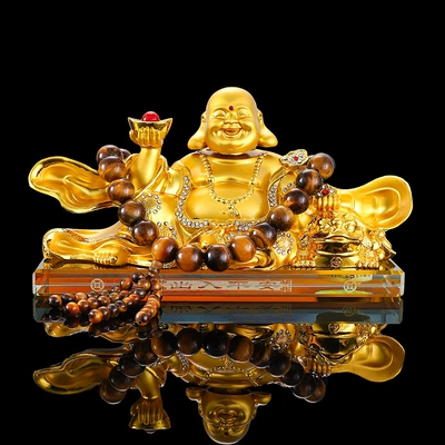 car perfume seat decorations: Car ornaments - crystal-bottom-20128cm900-grams-golden-maitreya-tigers-eye