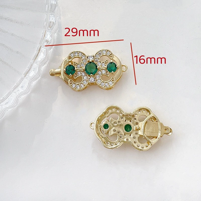 Соединители для подвесок на ожерелья и браслеты, посеребрение 18K/платиновое напыление/platinum plated, кристаллы и изумрудный вид акцентов