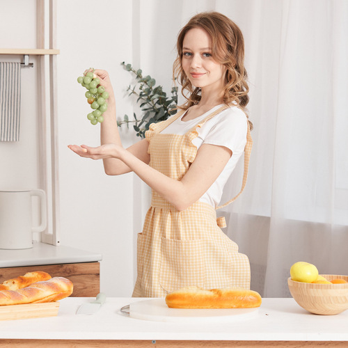 2025 Gingham Cotton Kitchen Apron Household Cooking Dining Special Purpose Commercial Nail Salon Workwear Fashion Women