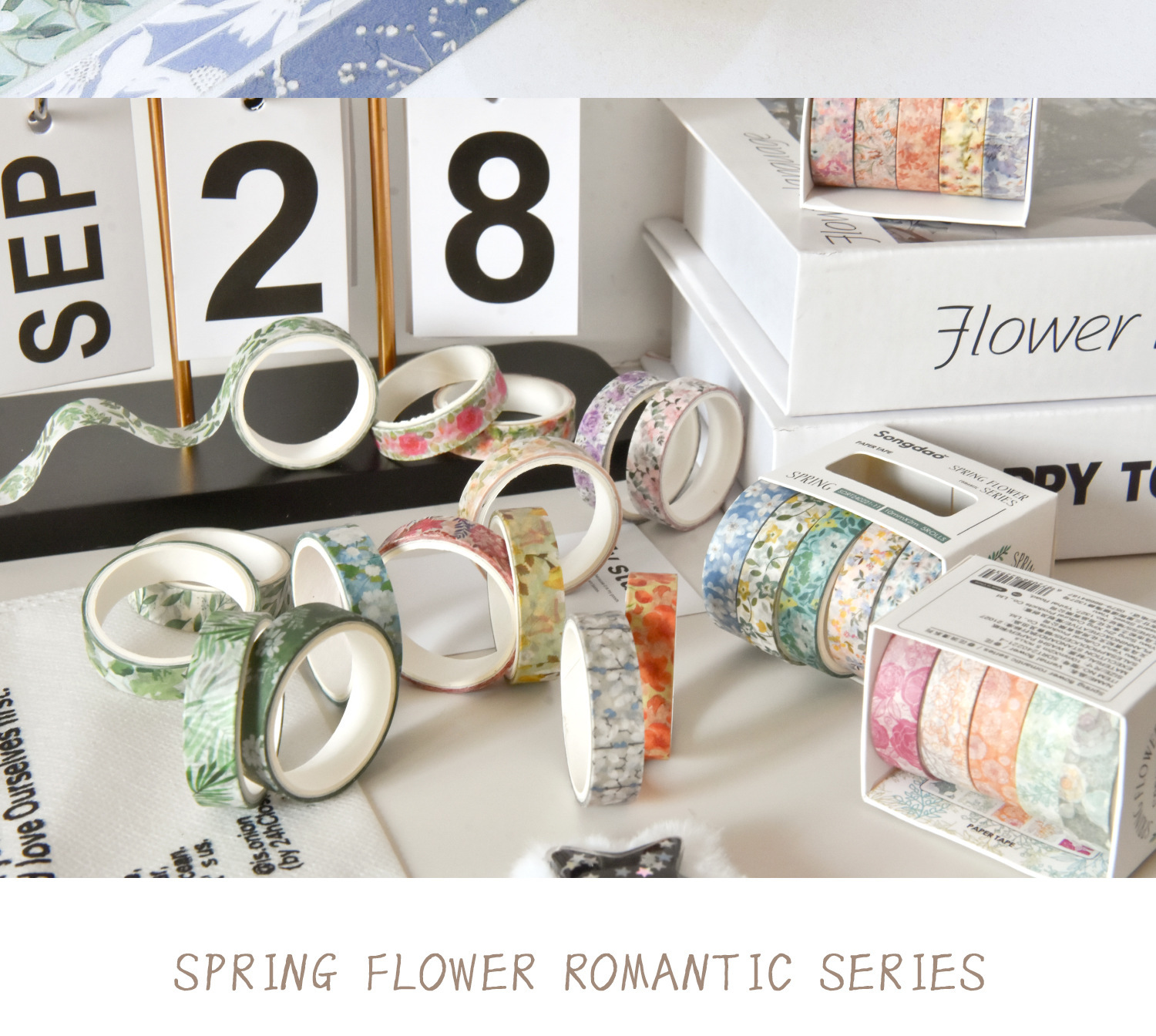 20g Weight Washi Tape Stationery Type 1 Set Quantity Learning, Daily Occasion Washi Material Flower Pattern Romantic, Pastoral Style 1 Set Flower Learning Daily Washi Romantic Pastoral Washi Tape 8