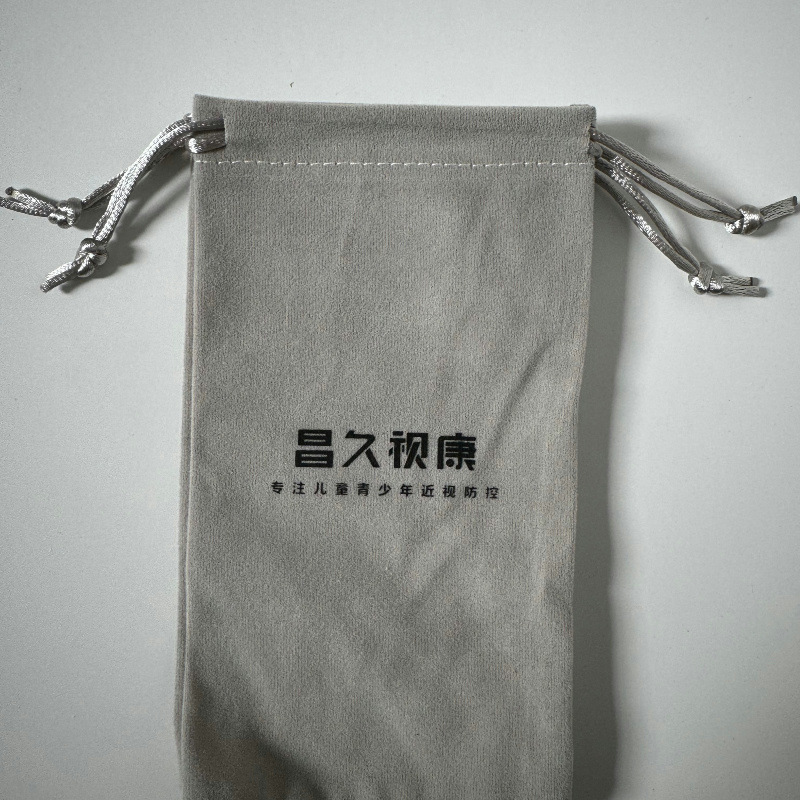 卸売グレーのベルベットバッグ、文房具や宝石の防塵収納袋、高級茶器用巾着袋、ギフト用巾着袋、ロゴ入り|undefined