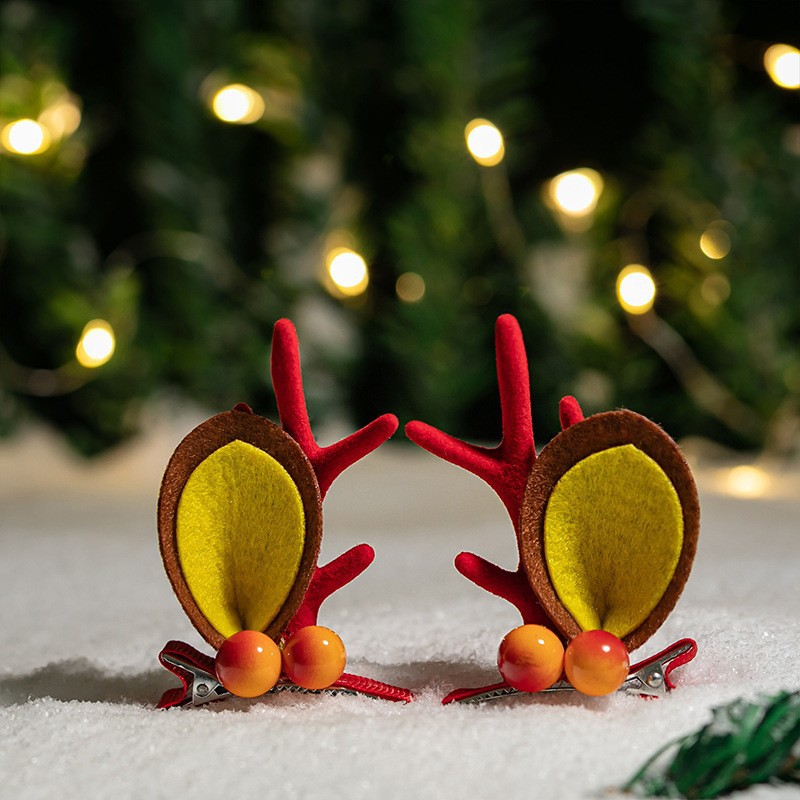 Adorable cabello de Navidad corno de ciervo cinco estrellas cabeza de banda de cabello de Navidad para niños corpos de cabello de decoración accesorios clipes de cabello