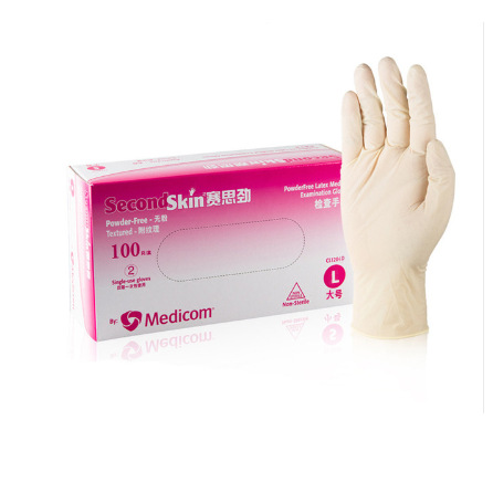 麦迪康 1204D 一次性无粉乳胶手套大号 6g，100只/盒大号10盒/箱