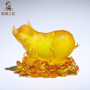 Ancient Glass High-End Crafts, Twelve Zodiac Sheep Ornaments, Fortune-Attracting Living Room, Rich and Auspicious Mascot, High-End Decorations