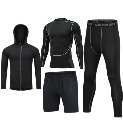 Medias de secado rápido para hombres de manga larga cálido entrenamiento para correr equipo de fitness otoño e invierno traje deportivo elástico alto