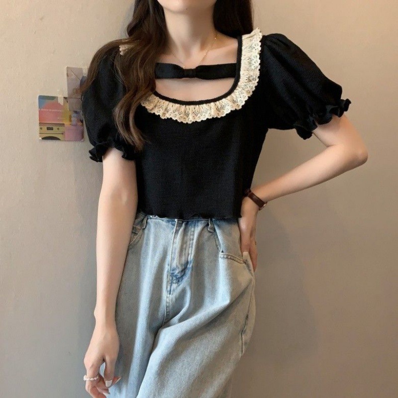 Summer Japanese cute lace short sleeve T-shirt for students