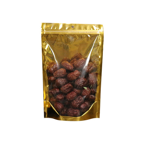 pe packaging bag transparent yin and yang plastic ziplock bag golden self-standing ribbed food sealing bag wholesale