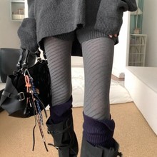 格雷系深灰色斜纹打底袜秋冬时髦显瘦带脚型高级感压力瘦腿连裤袜