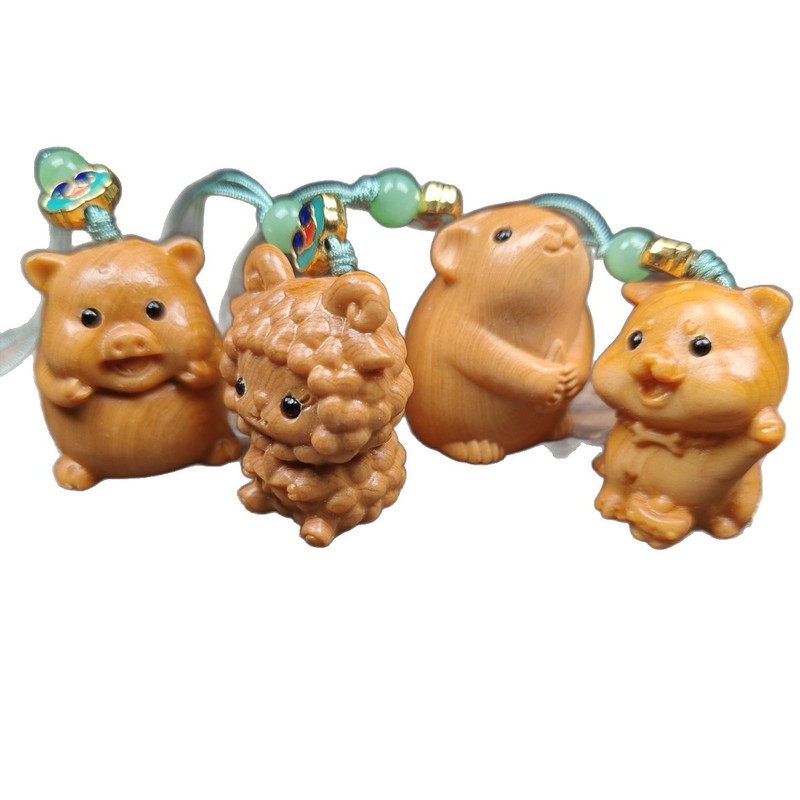 新しい蛇年干支ペンダント、天然本物のシダウッド彫刻工芸品、木彫りの装飾品、健康と楽しみ|undefined