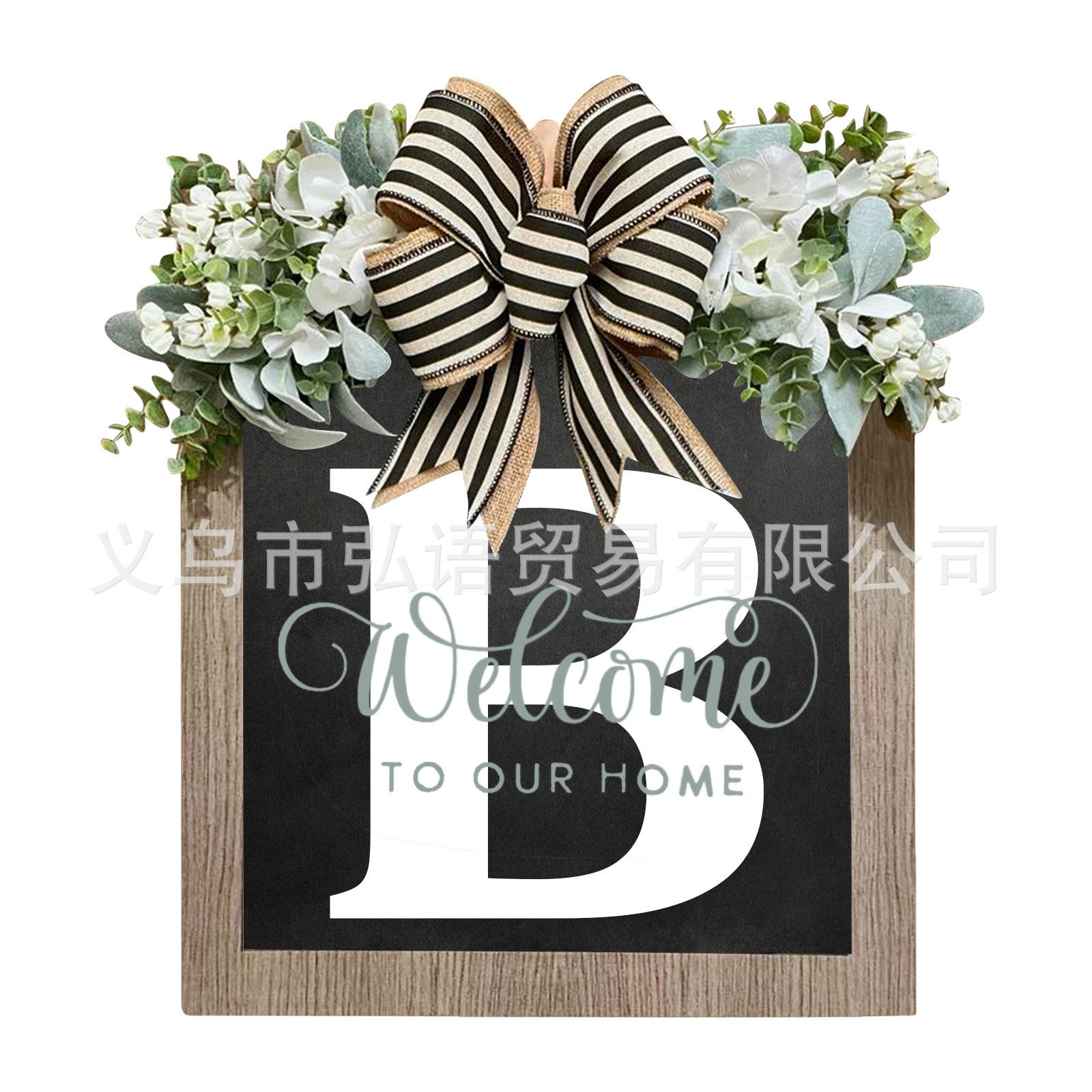 Transfronterizo Apellido Año Ronda Puerta de entrada Wreath26 letras mariposa Placa de puerta Decoración
