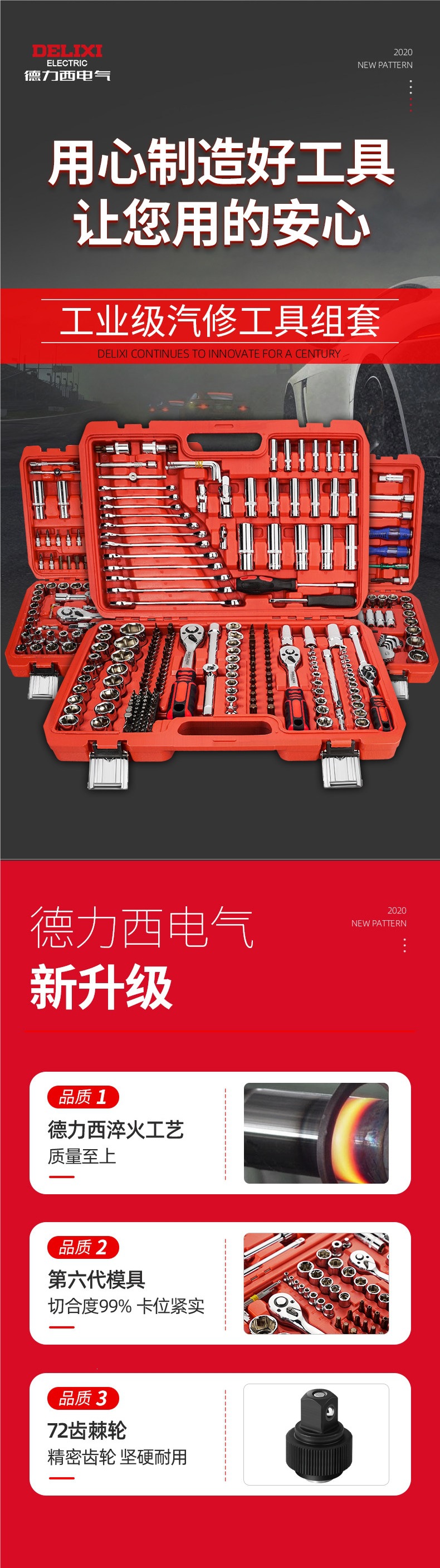 Delixi Auto Repair Tool Set Socket Wrench Ratchet Car Maintenance Combination Repair Box Multifunctional Small Tool Set