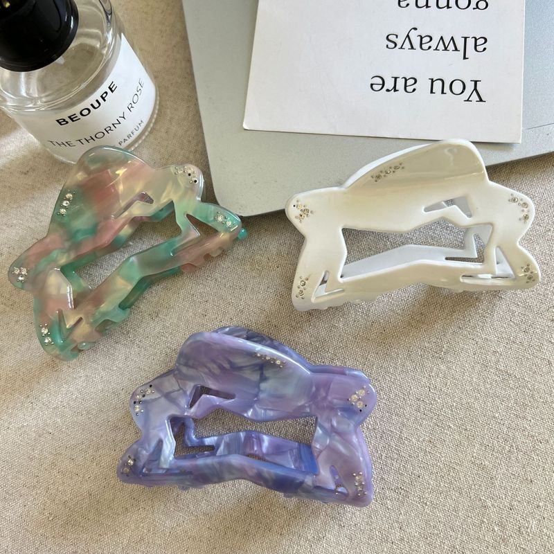 欣邑饰品醋酸板材星星镂空发抓后脑勺中号盘发抓夹百搭鲨鱼夹发饰|undefined