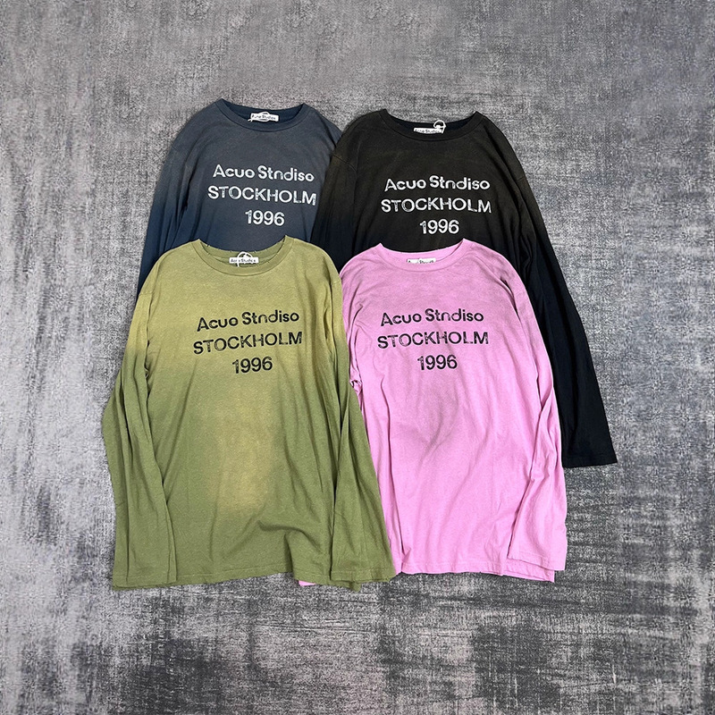 Ceiling Foreign Trade Stndiso Vintage 1996 Digital Tie-Dye Washed Distressed Long Sleeve T-Shirt Unisex Trendy Brand