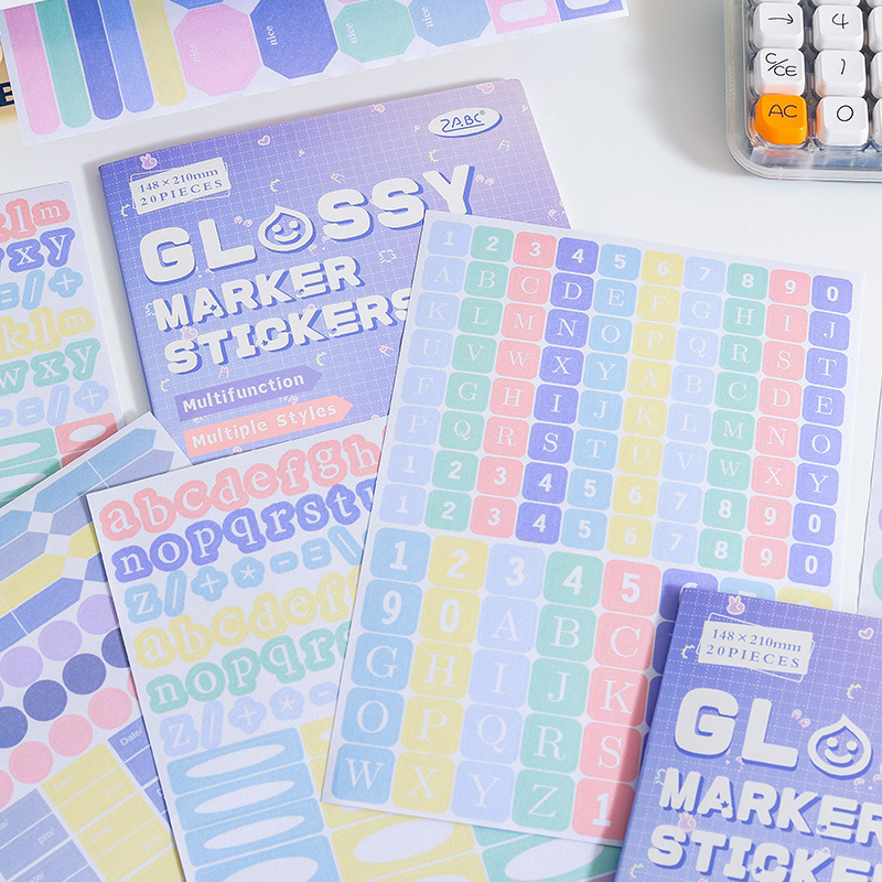 Brillante etiqueta y papel pegatinas de estilo de Benins pegatinas de estudiantes de cuentas de mano diario índice pegatinas diy pegatinas de etiqueta de fondo