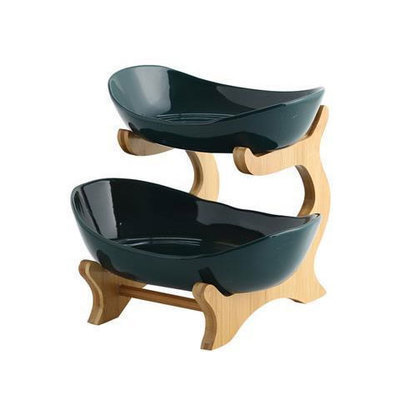 Plato de frutas y verduras de varias capas, marco de bambú y madera, cerámica, bocadillos creativos de doble capa, plato de bocadillos, sala de estar doméstica, almacenamiento seco