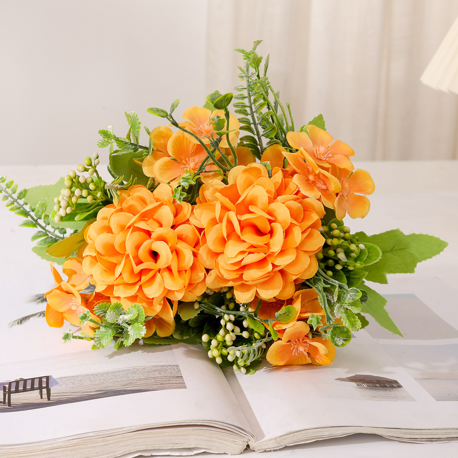 Baifang jardín Maria mariposa bola flor artificial escritorio decoración apoyos mesa de comedor boda arreglo de flores decoración