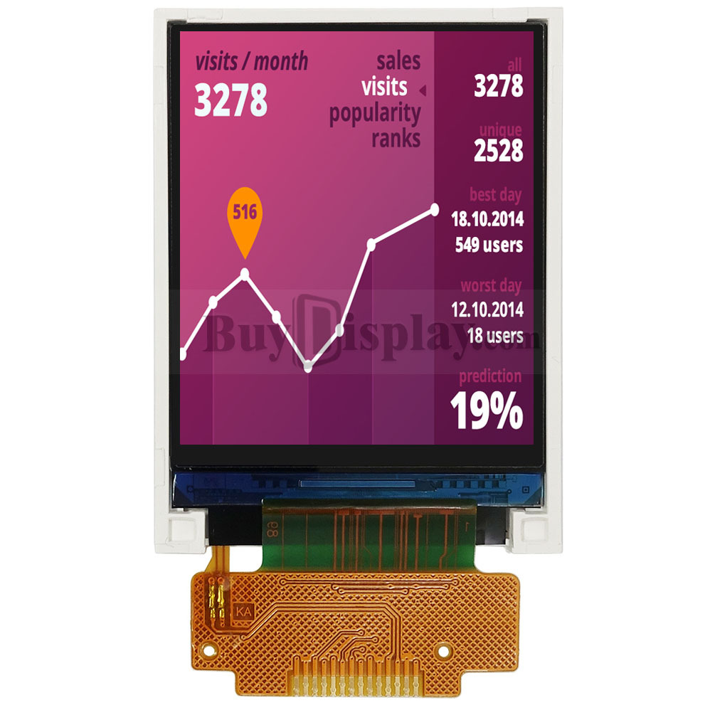 1.8寸LCD彩色液晶显示模块128x160点阵4SPI串口TFT彩屏模组