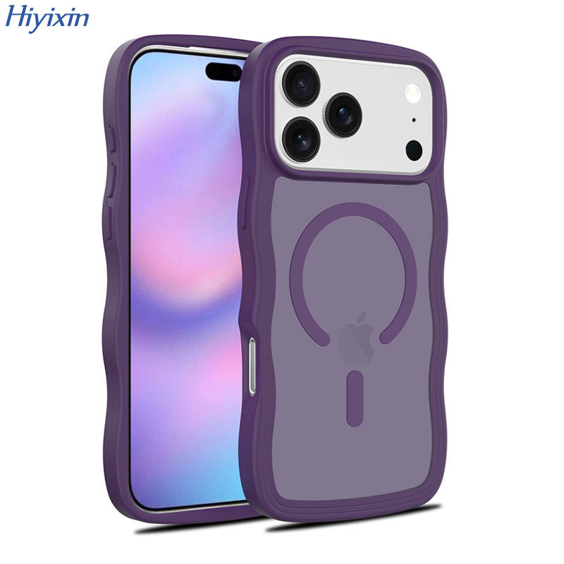 Suitable for iPhone 16 Wave-Pattern Anti-Fall Phone Case, Apple 17 Pro Max Magnetic Skin-Feel Protective Cover