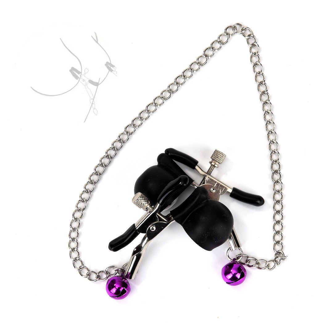 Vibrating Metal Breast Clamp with Teasing Bells for Adult Sensory Play — detail image 1