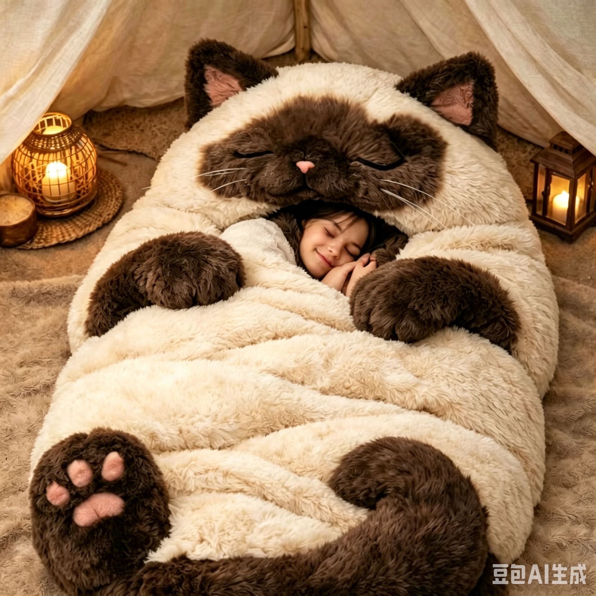 European and American Cross-Border Amazon Winter Adult Plush Cat Sleeping Bag