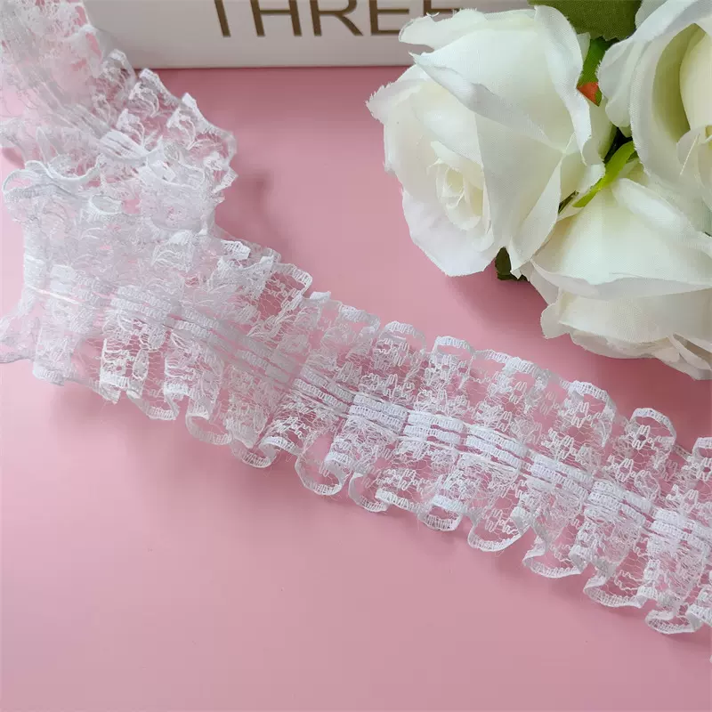 长期供应镂空蕾丝丝带褶皱花边服装裙摆窗帘DIY手工打折花边辅料