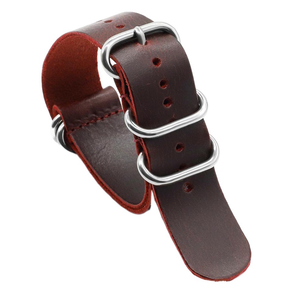 Correa de reloj de piel de vaca de cinco anillos 18 20 22 24mm explosión grieta hombres reloj correa de cuero genuino correa de reloj