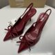 Za New High Heels Autumn and Winter 2024 French Red Painted Bow Decoration Fashion Shallow Sandals for Women Commuter Women