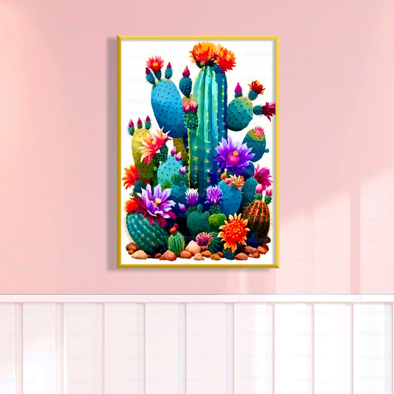 Mona Lisa Royal Crosspoint Cactus nuevo estilo moderno simple planta sala de estar decoración de entrada bordado a mano image 1