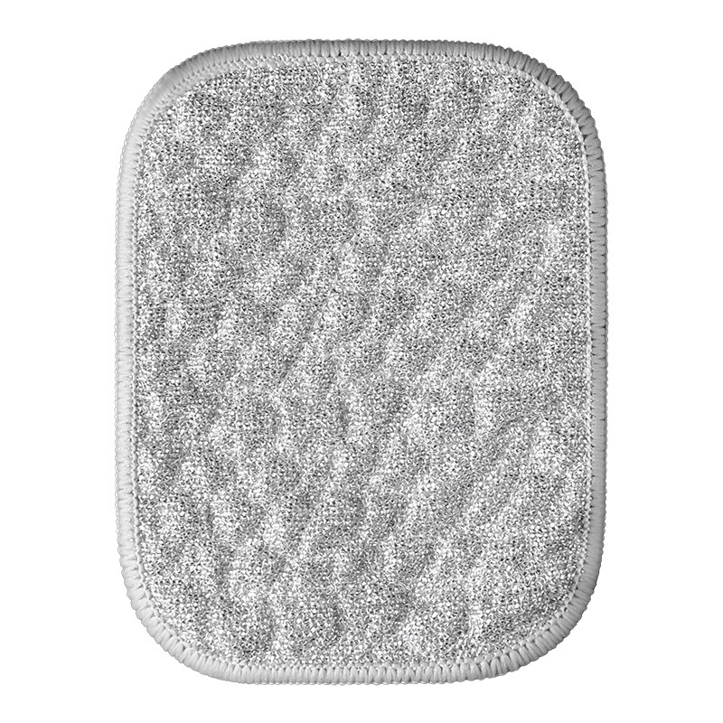 Paño de cocina de alambre plateado, paño de cocina de hilo de algodón de alambre de acero especial, paño de cocina de doble capa engrosado y no engrasado, cepillo de tazón, artefacto