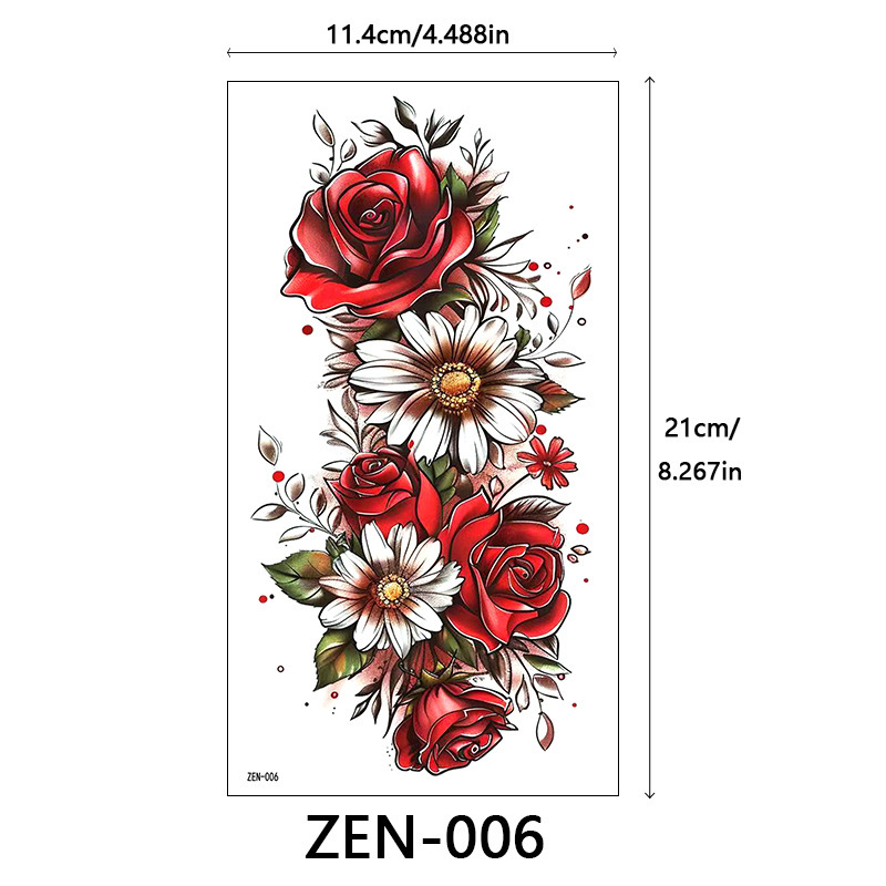 新品跨境 ZEN小全臂纹身贴半臂纹身贴动物花朵万圣节纹身贴tattoo|undefined
