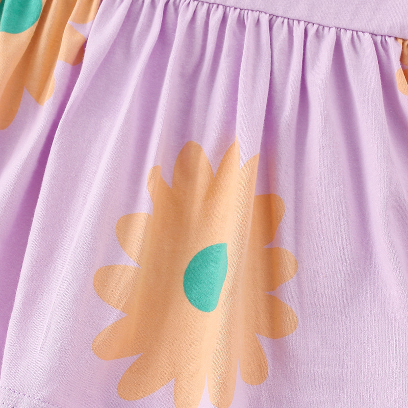 Malwee traje de niñas verano nuevos pantalones cortos de manga corta para niños europeos y americanos cuello redondo impreso traje de dos piezas para niños
