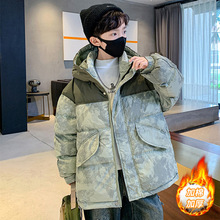 童装男童冬装迷彩棉衣2025新款大童羽绒棉服冬季男孩棉袄加厚外套